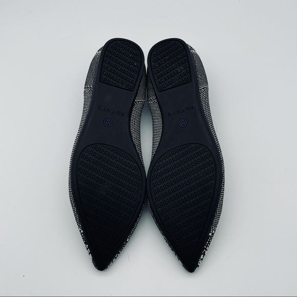 ROTHY’S The Point Pointed Flats Black White Python W7 Size 7 - Picture 8 of 12